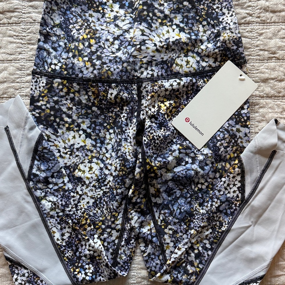 Lululemon Speckled Print Leggings in Black, White, and Yellow